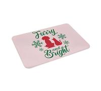 OOAXBEED Zerbino antiscivolo per ingresso, camera da letto, casa, design natalizio con gatto e cane pelosi e luminosi seduti insieme