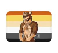 OOAXBEED Zerbino antiscivolo personalizzato con orso gay Adam, per ingresso, cucina, bagno, tappetino per porta, tappeto per soggiorno con arte LGBT, orso Bobo