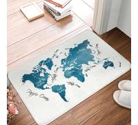 OOAXBEED Zerbino con mappa del mondo blu, antiscivolo, geografia, storia, bagno, cucina, soggiorno-20x32 inch