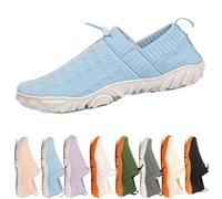 Oobend Slip On Barefoot Shoe Women Men, Comfortable Lightweight Breathable Minimalist Water Shoes for Beach Outdoor Running Walking Non-Slip Quick-Dry Sneakers (Blue,37)