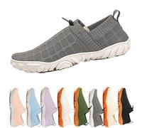 Oobend Slip On Barefoot Shoe Women Men, Comfortable Lightweight Breathable Minimalist Water Shoes for Beach Outdoor Running Walking Non-Slip Quick-Dry Sneakers (Grey,41)
