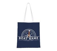 OOEREWGF Borsa Su Tela A Tema Nautica Personalizzata Per Le Donne, Bussola Personalizzata Nave A Vela Yacht Nome Barca Beach Tote Bag, Regali Borsa Su Tela Lago Nautico