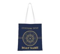 OOEREWGF Borsa Su Tela A Tema Nautica Personalizzata Per Le Donne, Bussola Personalizzata Nave A Vela Yacht Nome Barca Beach Tote Bag, Regali Borsa Su Tela Lago Nautico