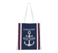 OOEREWGF Borsa Su Tela A Tema Nautica Personalizzata Per Le Donne, Bussola Personalizzata Nave A Vela Yacht Nome Barca Beach Tote Bag, Regali Borsa Su Tela Lago Nautico