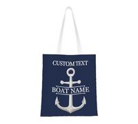 OOEREWGF Borsa Su Tela A Tema Nautica Personalizzata Per Le Donne, Bussola Personalizzata Nave A Vela Yacht Nome Barca Beach Tote Bag, Regali Borsa Su Tela Lago Nautico