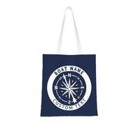 OOEREWGF Borsa Su Tela A Tema Nautica Personalizzata Per Le Donne, Bussola Personalizzata Nave A Vela Yacht Nome Barca Beach Tote Bag, Regali Borsa Su Tela Lago Nautico
