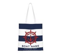 OOEREWGF Borsa Su Tela A Tema Nautica Personalizzata Per Le Donne, Bussola Personalizzata Nave A Vela Yacht Nome Barca Beach Tote Bag, Regali Borsa Su Tela Lago Nautico
