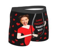 OOEREWGF Large Package Handle with Care Boxer Personalizzati, Foto Personalizzata Funny Face Briefs Shorts Biancheria Intima per Gli Uomini San Valentino