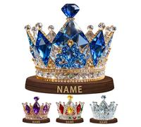 OOEREWGF Personalizzato acrilico cristallo in vetro colorato corona statuetta scrivania segno decorazione, nome personalizzato corona ornamenti desktop placca decorazione regali