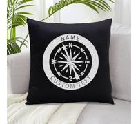 OOEREWGF Personalizzato Nautico Oceano Blu Ricamato Cuscini, Personalizzato Marinaio Barca A Vela Capitano Nome Cuscino Con Bussola, 、Nautica Barca A Vela Cuscini Regali Di Decorazione