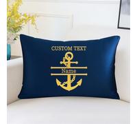 OOEREWGF Personalizzato Nautico Oceano Blu Ricamato Cuscini, Personalizzato Marinaio Barca A Vela Capitano Nome Cuscino Con Bussola, 、Nautica Barca A Vela Cuscini Regali Di Decorazione