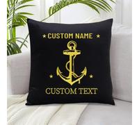 OOEREWGF Personalizzato Nautico Oceano Blu Ricamato Cuscini, Personalizzato Marinaio Barca A Vela Capitano Nome Cuscino Con Bussola, 、Nautica Barca A Vela Cuscini Regali Di Decorazione