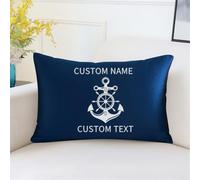 OOEREWGF Personalizzato Nautico Oceano Blu Ricamato Cuscini, Personalizzato Marinaio Barca A Vela Capitano Nome Cuscino Con Bussola, 、Nautica Barca A Vela Cuscini Regali Di Decorazione