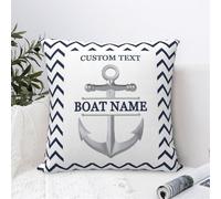 OOEREWGF Personalizzato Nautico Oceano Tema Blu Cuscini, Personalizzato Sailor Vela Yacht Barca Capitano Nome Cuscino Con Bussola, Barca Nave A Vela Vela Cuscini Regali