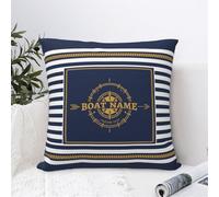 OOEREWGF Personalizzato Nautico Oceano Tema Blu Cuscini, Personalizzato Sailor Vela Yacht Barca Capitano Nome Cuscino Con Bussola, Barca Nave A Vela Vela Cuscini Regali