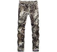 OOGUDE Pantaloni lunghi in denim da uomo, alla moda, stampati, stile hip hop, elasticizzati, a metà vita, slim skinny jeans gamba dritta, Pelle di serpente, W40