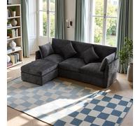 OOIILLEE Divano a 3 posti dal design moderno, divano in tessuto ciniglia, divano ad angolo a L con poggiapiedi per appartamento