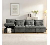 OOIILLEE Divano modulare Cloud, Liberamente combinabile, divano a quattro posti con spazio di archiviazione, funzione letto + fodera in ciniglia, design spazio libero e combinazione divano letto da