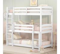 OOIILLEE Letto a castello per bambini in legno 90 x 200 cm, letto per bambini, può essere diviso in un letto a castello e un letto singolo, senza materasso, bianco