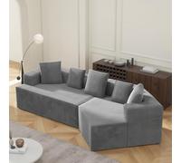 OOIILLEE Serie Comfort Schneider - Divano componibile in tessuto, motivo nuvole, divano ad angolo, confezione completamente compressa, nessun assemblaggio richiesto, 312c, grigio