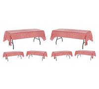 Oojami Confezione da 6 tovaglie in plastica a scacchi rosse e bianche - Confezione da 6 - tovaglie da picnic