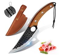 OOKUU Viking Knives, Coltelli da cuoco Giappone con affilatoi, Coltelli da disosso forgiati, con impugnatura a T e cordino per cucina all'aperto, campeggio
