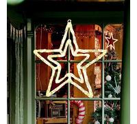 OOLALOO Luce LED per finestra a forma di stella, in acrilico, 30 LED, alimentata a batteria, impermeabile, per interni ed esterni, decorazione natalizia per vacanze invernali, 33 cm