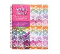 Ooly Artful Notes Reverse Coloring Book and Journal, 100 Pages - Geoscape | 50 pagine da colorare inversa + 50 pagine a righe, 2 fogli adesivi, design geometrico, diario e quaderno creativo