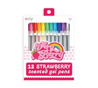 Ooly Set di 12 penne gel profumate a forma di frutti di bosco, punta da 0,7 mm, con profumo di fragola, penne per bambini e adulti, articoli per arte e cancelleria