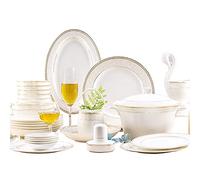 OOMRNV Stoviglie in Ceramica, Set da tavola da 60 Pezzi, Set da tavola in Ceramica con pentola per zuppa, Ciotola, Cucchiaio, Piatto, Bacchette, posacenere, Porta stuzzicadenti,