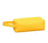 OonMan Astuccio a doppio strato in tessuto Oxford di grande capacità, portatile, doppia cerniera, borsa per cancelleria, verde 2, Giallo 2, A
