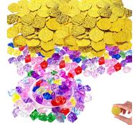 oooaooo 200 pezzi tesoro dei pirati, 100 diamanti per bambini e 100 monete d'oro per bambini, festa dei pirati, compleanno per bambini, festa del tesoro, festa dei pirati