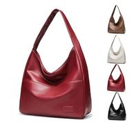 Ooomay Bag, Duffle Bag Soft Vegan Leather for women, Ooomay Tote Bags, The Perfect Everyday Bags, for Woman (Red,Button)