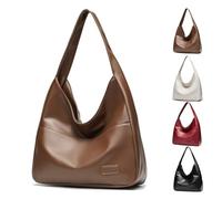 Ooomay Bag, Duffle Bag Soft Vegan Leather for women, Ooomay Tote Bags, The Perfect Everyday Bags, for Woman (Brown,Button)