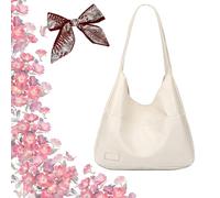 Ooomay Maya Bag Vegan Leather Trendy Soft Tote Bag, Borsa a tracolla da donna, casual, morbida, per uso quotidiano, bianco