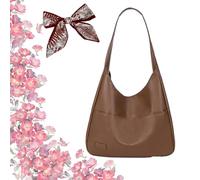 Ooomay Maya Bag Vegan Leather Trendy Soft Tote Bag, Borsa a tracolla da donna, casual, morbida, per uso quotidiano, marrone
