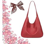 Ooomay Maya Bag Vegan Leather Trendy Soft Tote Bag, Borsa a tracolla da donna, casual, morbida, per uso quotidiano, Colore: rosso