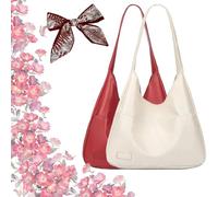 Ooomay Maya Bag Vegan Leather Trendy Soft Tote Bag, Borsa a tracolla da donna, casual, morbida, per uso quotidiano, 2 pezzi-B.