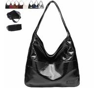 Ooomay Tote Bag, Large Capacity Vegan Leather Tote Handbags, Vintage Casual Trendy Simple The Perfect Everyday Bags (Black-B)