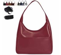 Ooomay Tote Bag, Large Capacity Vegan Leather Tote Handbags, Vintage Casual Trendy Simple The Perfect Everyday Bags (Red-A)