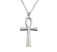 OOOVAVNE Classico ciondolo a forma di croce Ankh, simbolo di vita, color argento antico, con catena corta e lunga, for collane da donna, 1 pezzo(80cm,Cross chain)