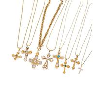 OOOVAVNE Collana con ciondolo a croce in perla, in acciaio inossidabile, gioiello alla moda for tutti i giorni, regalo 1 pezzo(JDN2411032-PS)