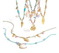 OOOVAVNE Collana con ciondolo a forma di corda colorata con ciondolo a forma di oceano, in acciaio inossidabile, for le feste, con ciondolo a forma di conchiglia e perla, 1 pezzo(JDN0112028)