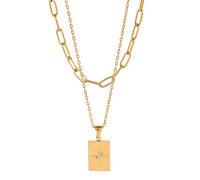 OOOVAVNE Collana con ciondolo cubico dei tarocchi a doppio strato alla moda, in acciaio inossidabile, regalo di gioielli, 1 pezzo