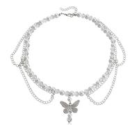 OOOVAVNE Collana di perle a forma di cuore for donne e ragazze, moda vintage punk, girocollo a doppio strato con nucleo fatato, regalo di gioielli, 1 pezzo(4)