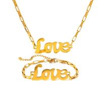 OOOVAVNE Collane in acciaio inossidabile con ciondolo romantico d'amore, collana con catena alla moda, bracciale for donna, 1 pezzo(Gold color)