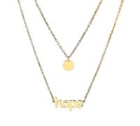 OOOVAVNE Collane in acciaio inossidabile con pendenti rotondi Hope, catene multistrato, collana girocollo alla moda for donne, gioielli e regali, 1 pezzo(Gold)