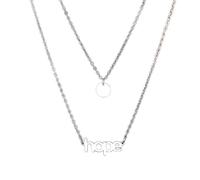 OOOVAVNE Collane in acciaio inossidabile con pendenti rotondi Hope, catene multistrato, collana girocollo alla moda for donne, gioielli e regali, 1 pezzo(Silver)