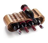 OOPDNEGAK Portabottiglie da vino in legno di acacia, portabottiglie da vino, organizer per mensola, perfetto per l'arredamento della casa e come regalo di vino, non necessita di montaggio.