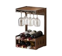 OOPDNEGAK Portabottiglie E Portabicchieri Da Parete, Portabottiglie E Portabicchieri Multifunzionale In Legno Retrò, Espositore Da Banco For Vino For Cucina/casa/bar